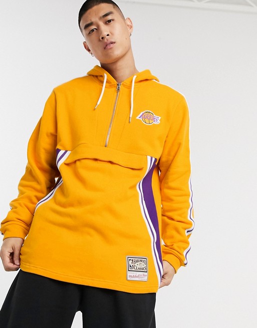 Mitchell & Ness NBA LA Lakers French Terry half-zip hoodie in yellow