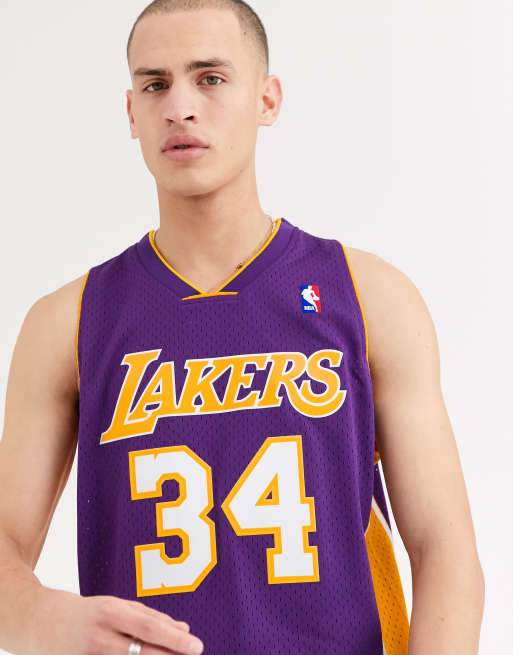 Mitchell & Ness Mens NBA Los Angeles Lakers Swingman Jersey - Shaquille  O'Neal SMJYGS18178-LALPURP96SON Purple