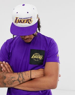 Mitchell & Ness - LA Lakers Team Script Throwback - Snapback-pet in wit