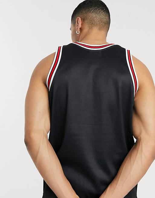 Mitchell & Ness NBA Big Face Chicago Bulls mesh jersey in black