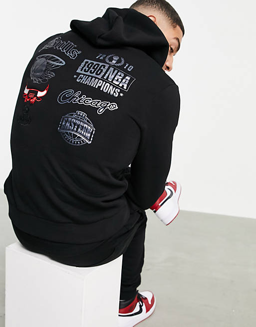 Mitchell & Ness NBA Chicago Bulls iridescent mix up hoodie in black