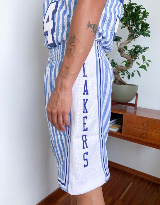 Mitchell & Ness NBA LA Lakers Striped Swingman shorts in blue/white