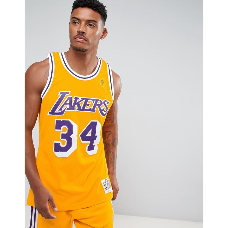 Los Angeles Lakers Black Mesh Crew Neck T-Shirt By Mitchell & Ness - Mens