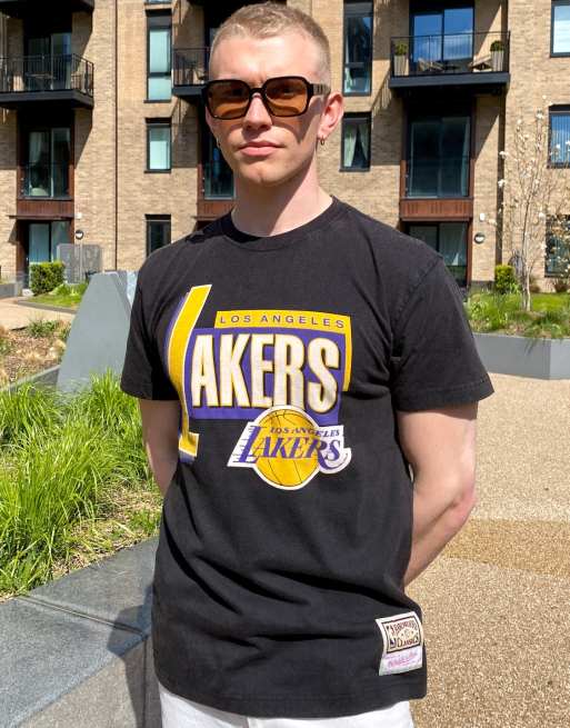 Mitchell & Ness - NBA LA Lakers - T-shirt con cerchio centrale colore nero