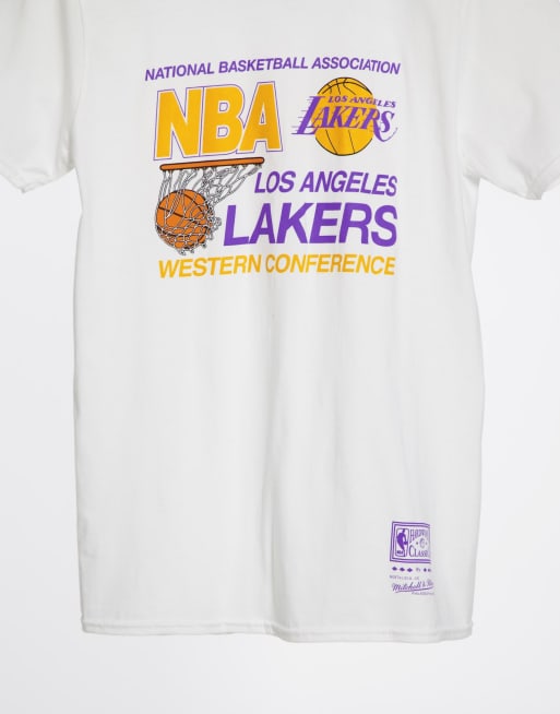 Mitchell Ness Nba La Lakers T Shirt Mit Western Conference Grafik In Weiss Asos