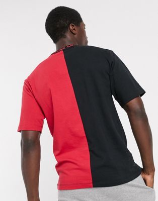 red and black split shirt