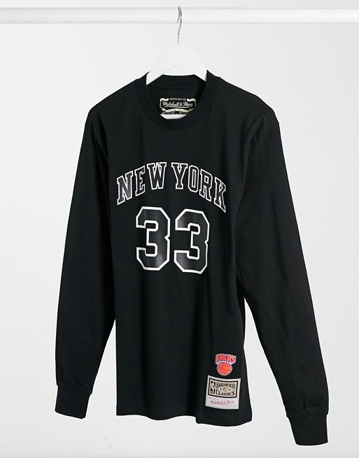 Mitchell & Ness NBA New York Knicks number print long sleeve in black