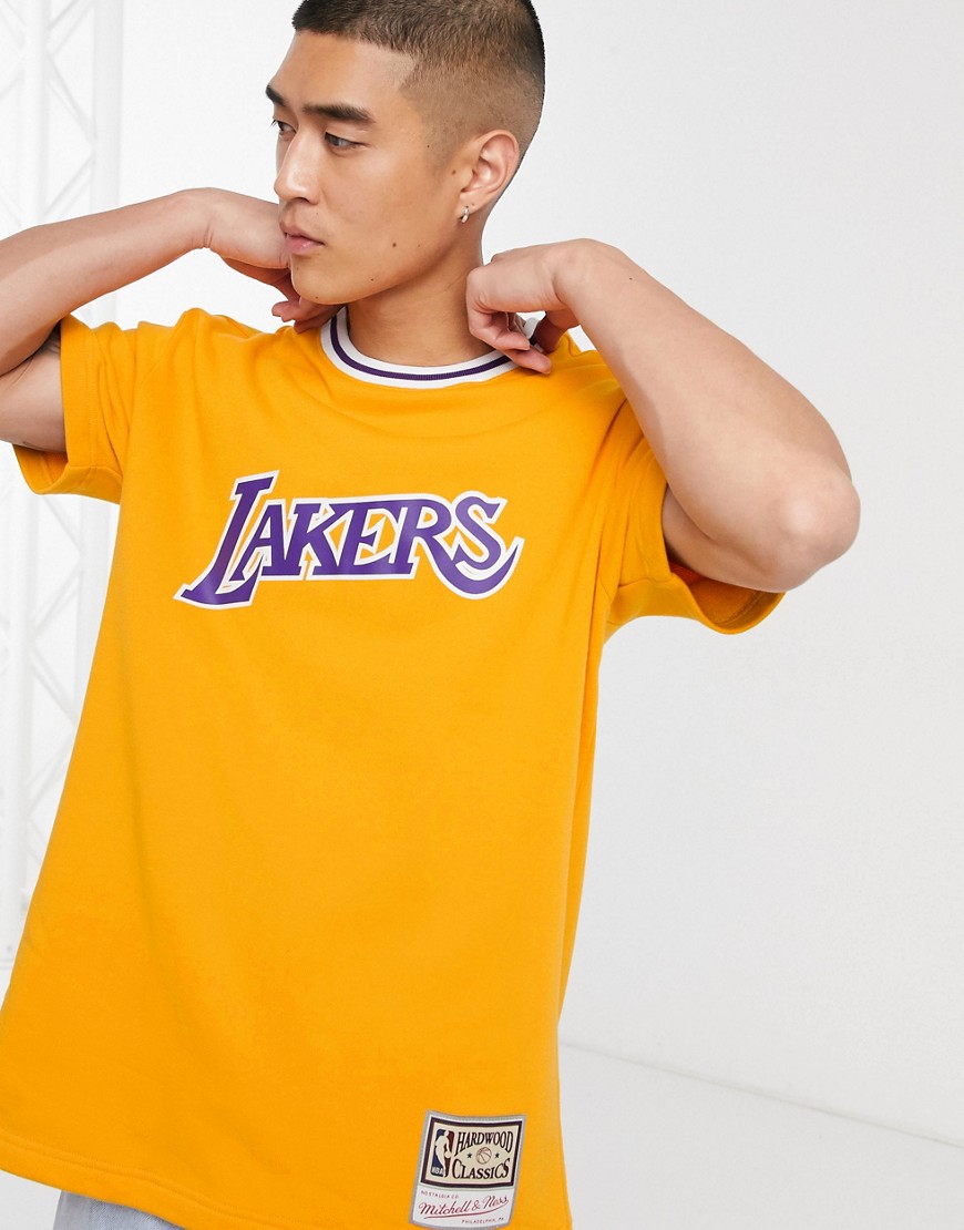 Mitchell & Ness - NBA - T-shirt gialla dei LA Lakers in French Terry spesso-Giallo