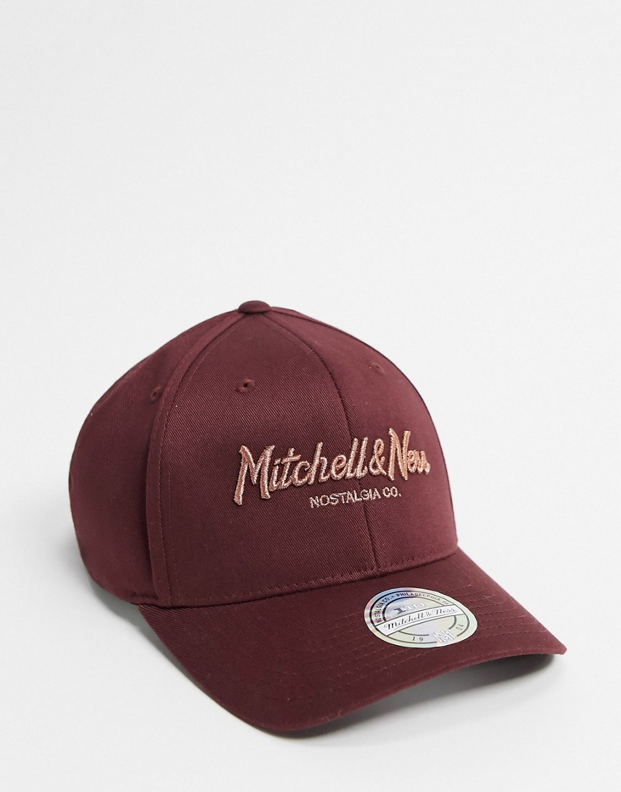 Mitchell & Ness - Pinscript 110 - Cappellino snapback bordeaux con scritta metallizzata-Rosso