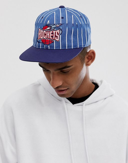 Mitchell Ness Throwback Houston Rockets Snapback Cap In Blue Asos