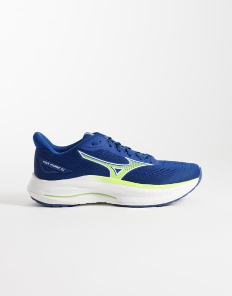 Mizuno Wave Inspire 22 running sneakers in blue and yellow - view 1