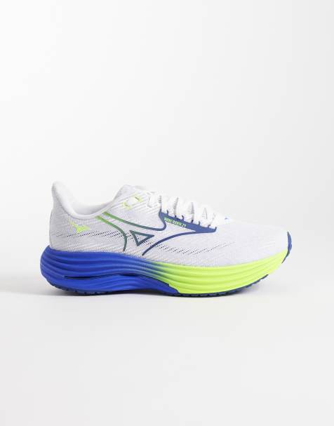 Mizuno - Wave Rider 29 - Hvide, gule og blå løbesneakers - view 1