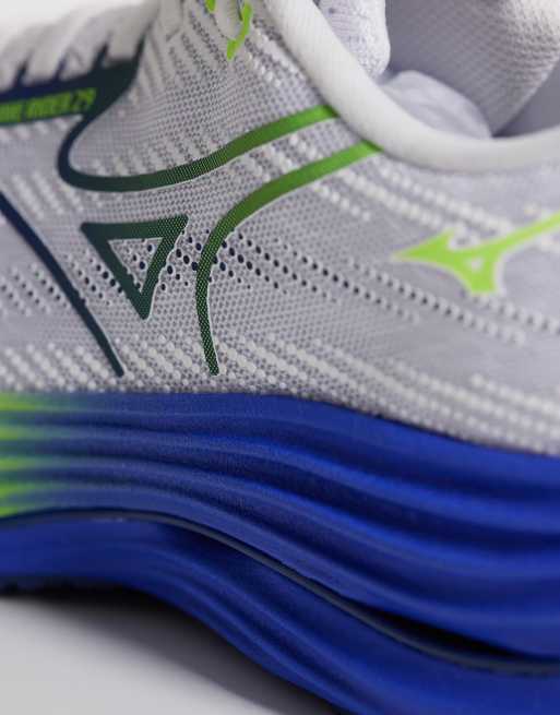Mizuno Wave Rider 29 running sneakers in white, yellow and blue, 4 of 5