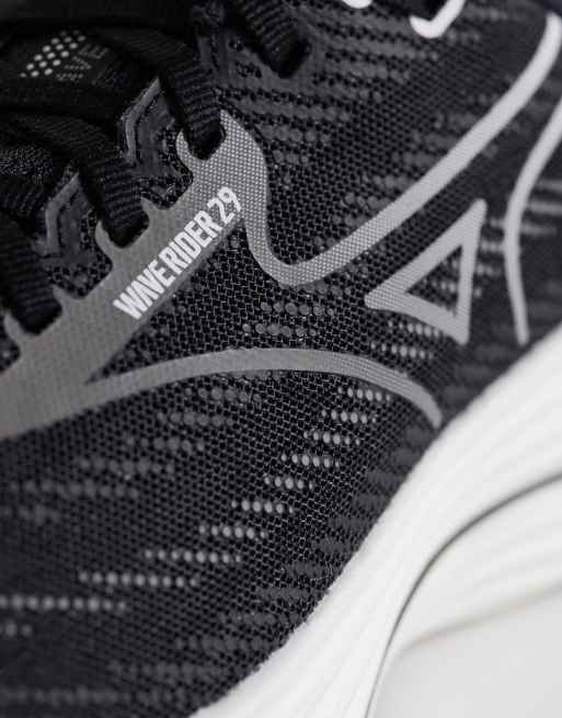 Mizuno – Wave Rider 29 – Svarta och vita löparskor, 4 av 5
