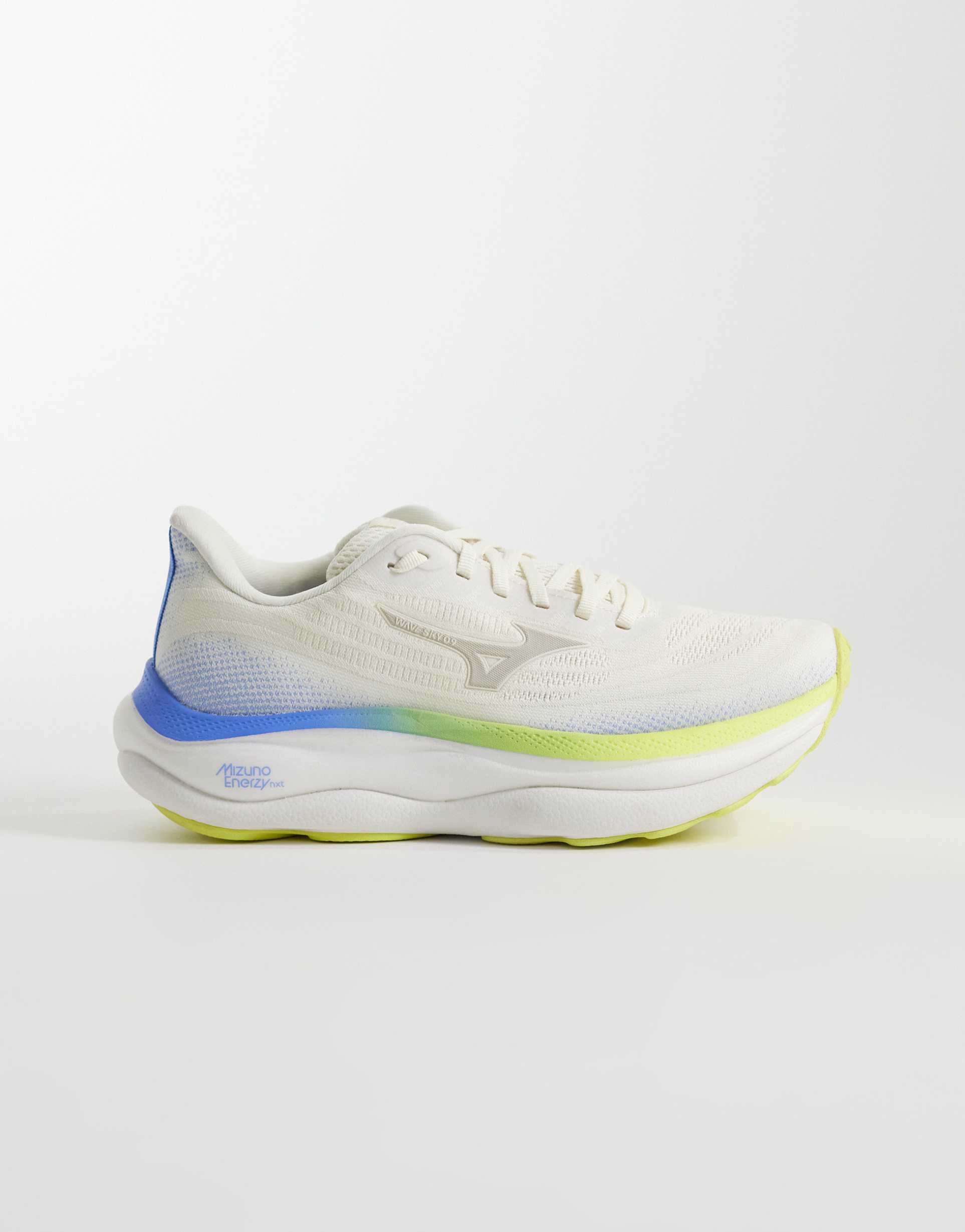 mizuno wave sky 9 sneakers in white and blue