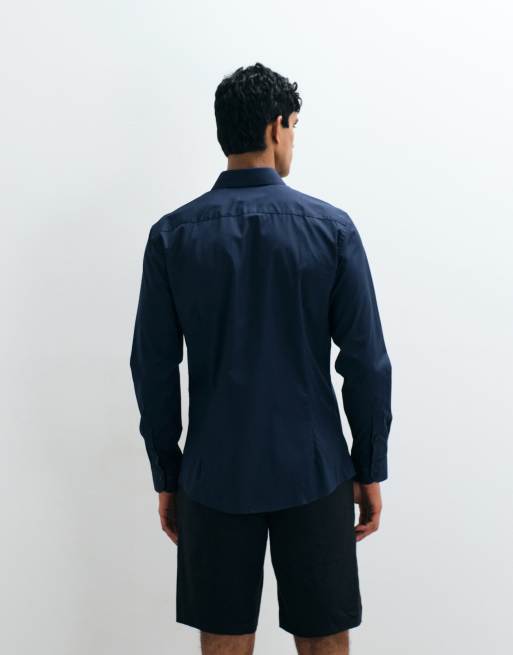 Mnago 100% cotton smart shirt in navy, 2 of 5