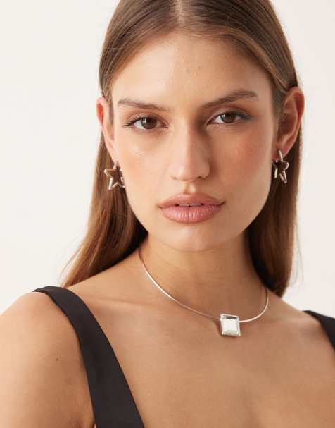 Mnago statemnt jeweled choker in silver - view 1