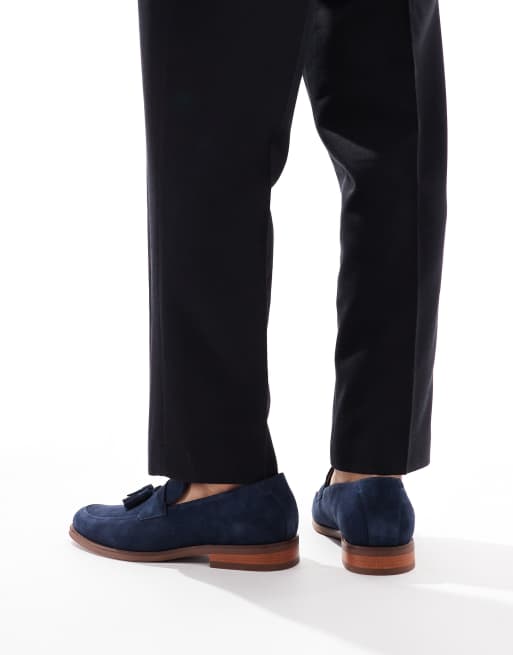 Mocasines azul marino con borlas de ante Ronen de schuh, 3 de 4