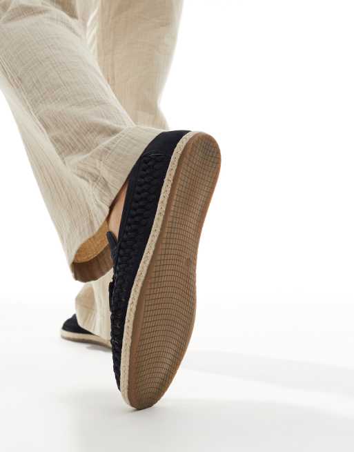 Mocasines azul marino estilo alpargata con diseño entretejido de River Island, 3 de 4