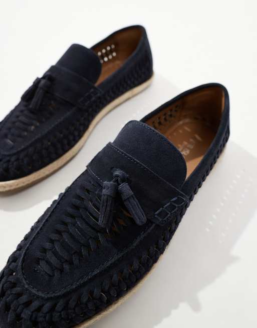 Mocasines azul marino estilo alpargata con diseño entretejido de River Island, 4 de 4