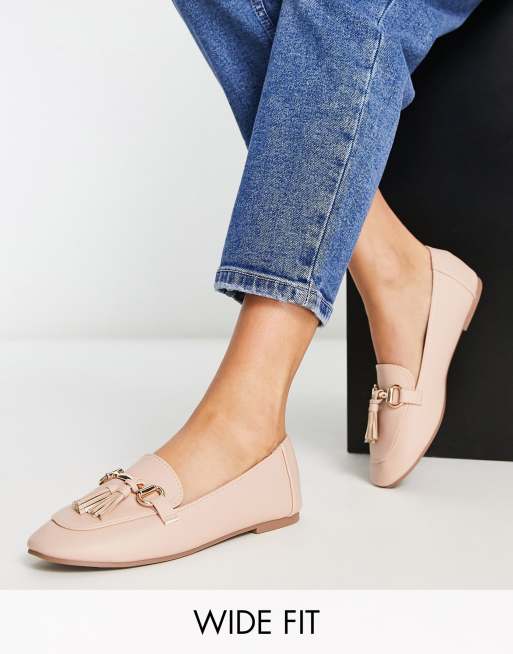 Mocasines beis con borlas de London Rebel Wide Fit
