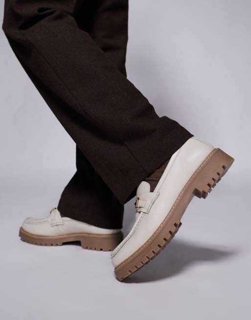 Mocasines blanco hueso de cuero con bridón Sean de WALK LONDON, 4 de 4