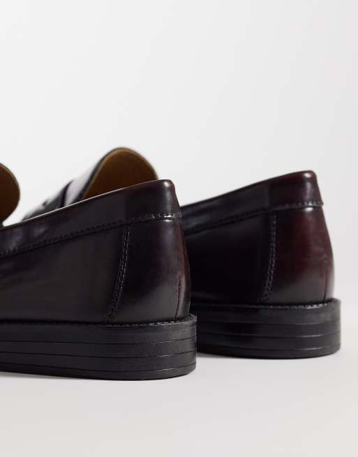 Mocasines burdeos clásicos de cuero de Jack & Jones, 4 de 4