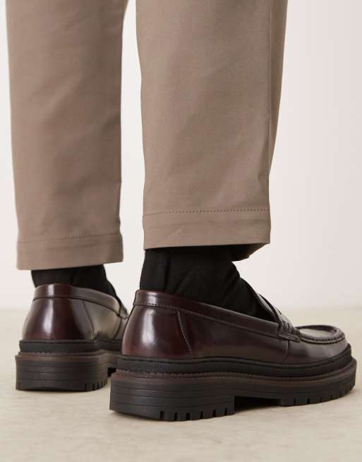 Mocasines burdeos con suela gruesa de cuero de ASOS DESIGN, 2 de 4