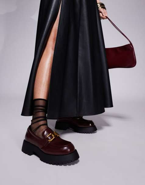 Mocasines burdeos con suela gruesa de River Island - view 1