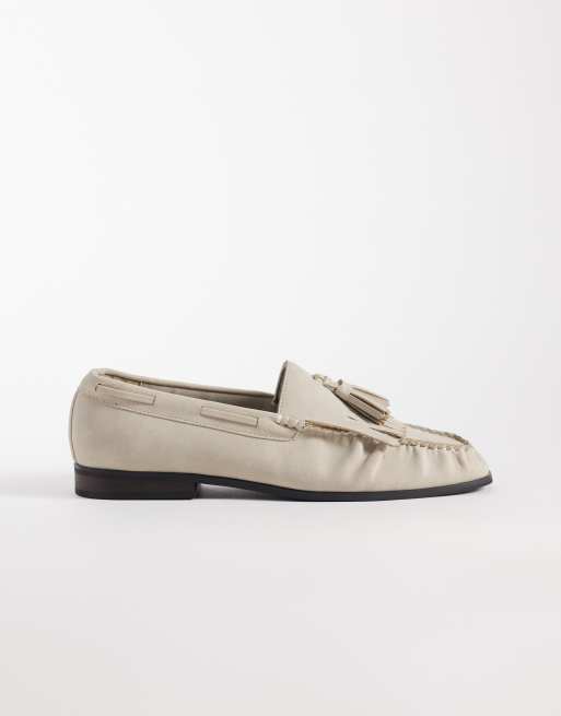 Mocasines clásicos color piedra con flecos y bandeleta fruncida de ASOS DESIGN, 2 de 4