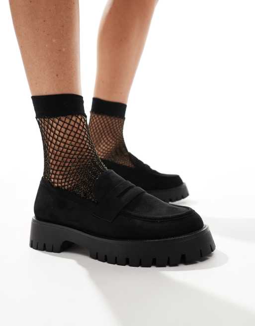 Mocasines clásicos negros con suela gruesa de SEQWL 