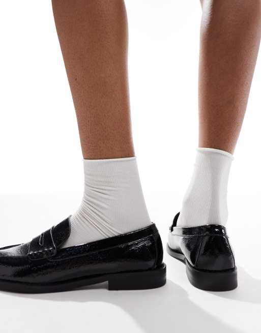 Mocasines clásicos negros de cuero rugoso Lillian de schuh, 2 de 4