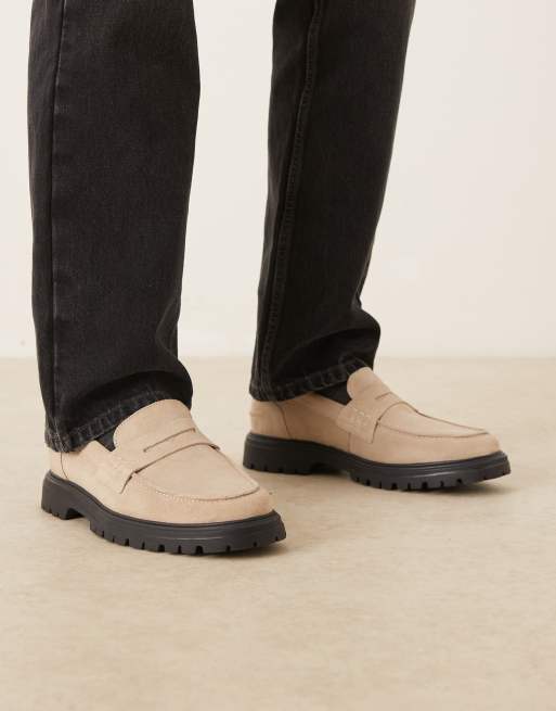 Mocasines color piedra con antifaz de ante elaborados en Portugal de NOAK