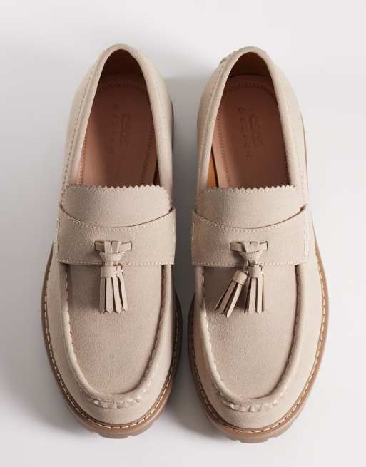 Mocasines color piedra con borlas y suela dentada de ASOS DESIGN