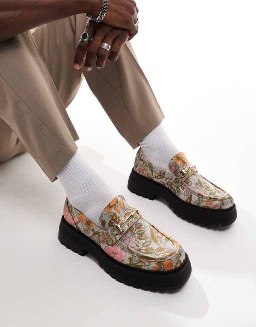 Mocasines con patrón floral de jacquard y suela gruesa de ASOS DESIGN