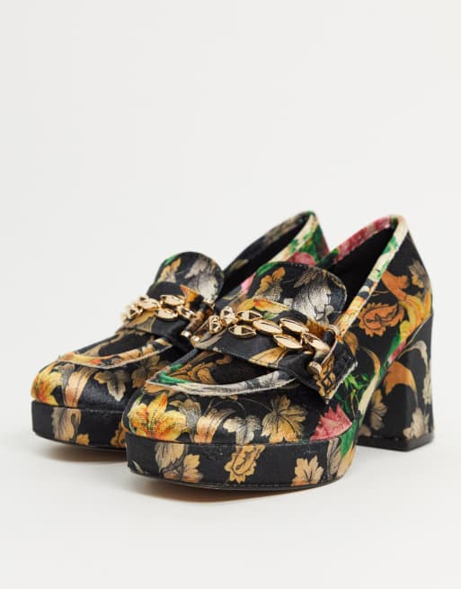Mocasines con y tacón medio jacquard de terciopelo Selina de ASOS DESIGN | ASOS