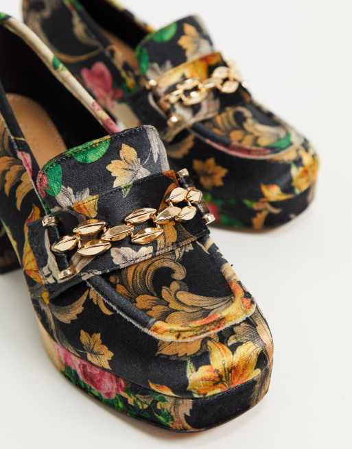 Mocasines con y tacón medio jacquard de terciopelo Selina de ASOS DESIGN | ASOS