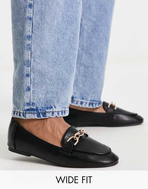 Mocasines de corte ancho negros con ribetes de metal de London Rebel - view 1