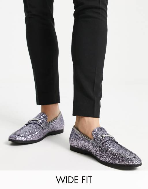 Mocasines de purpurina con suela gruesa y bridón de Truffle Collection Wide Fit