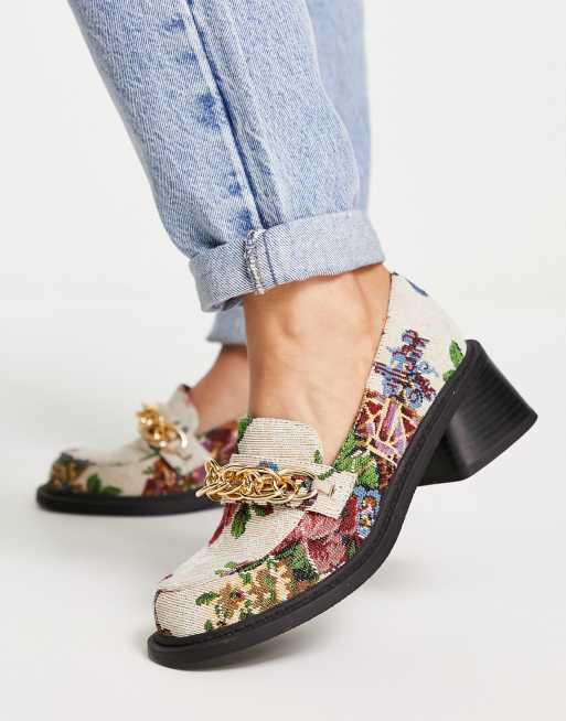 Mocasines de tacón medio con cadena de jacquard Sergio de ASOS DESIGN