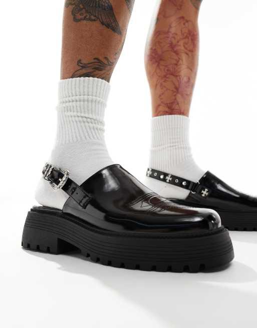 Mocasines destalonados con suela gruesa y detalles tipo wéstern de ASOS DESIGN