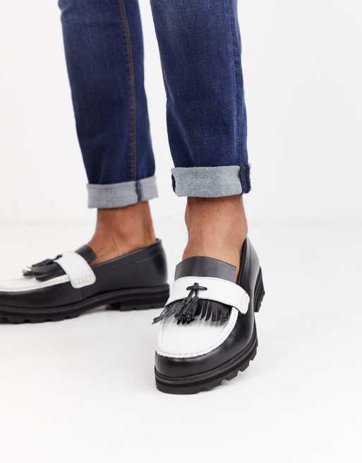 Mocasines gruesos en negro/blanco de Ben Sherman | ASOS