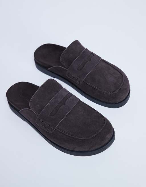 Mocasines marrón chocolate estilo mules de ante auténtico Addie de Topshop, 3 de 3