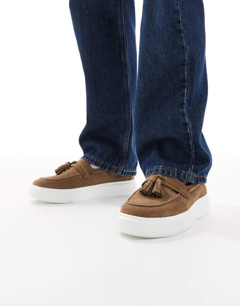 Mocasines marrón topo de ante con borlas y suela cupsole de ASOS DESIGN - view 1