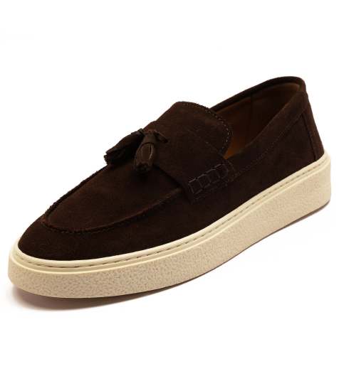 Mocasines marrones de estilo casual sin cierres con borlas de ante Rory de Off The Hook - view 1