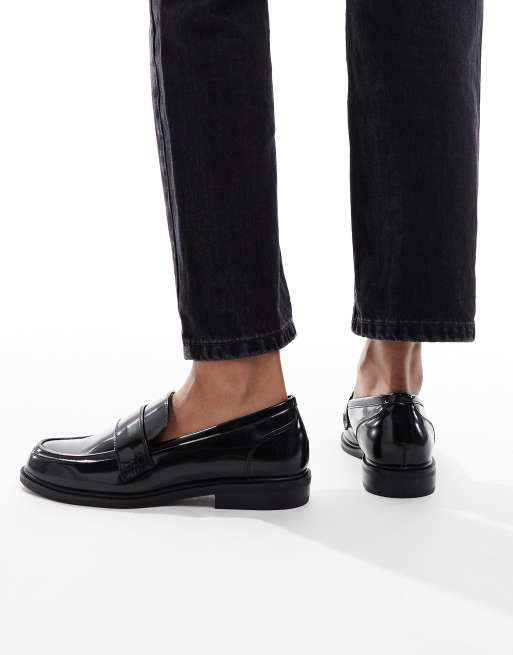 Mocasines negros clásicos Cadilliac de SEQWL Wide Fit, 2 de 4