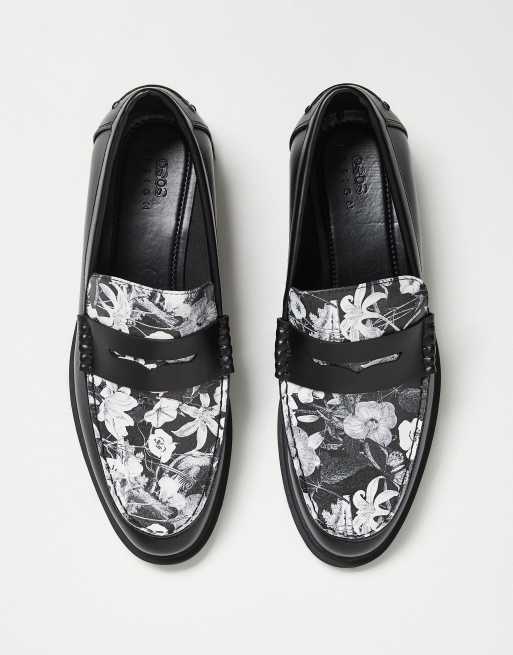 Mocasines negros clásicos con empeine de flores de ASOS DESIGN, 4 de 4
