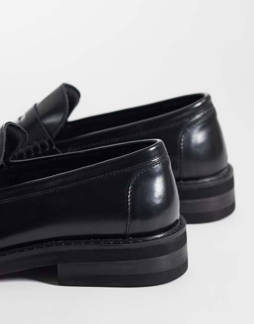 Mocasines negros clásicos con puntera fruncida de cuero de ASOS DESIGN, 3 de 4