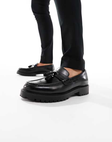 Mocasines negros con borlas de cuero abatanado de WALK LONDON - view 1