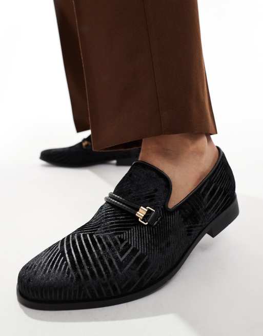 Mocasines negros con bridón de London Rebel X Wide Fit